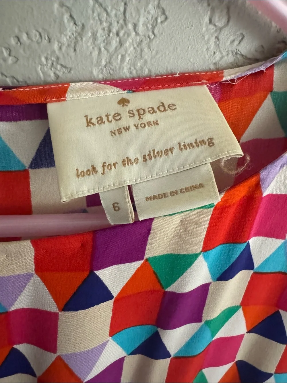 Kate Spade Abbey Dress Size 6 Multi Pueblo Tile Silk Geometric Smocked Waist